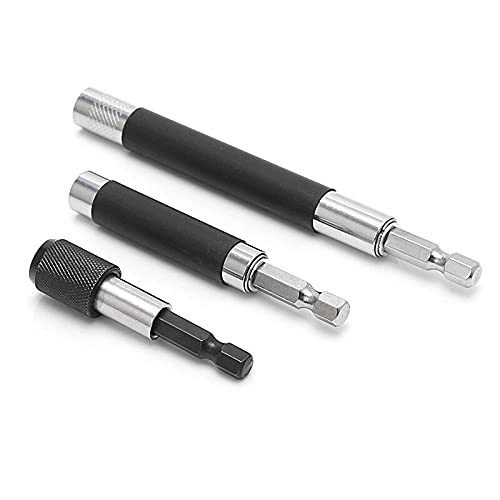 Saipe Magnetic Screw Drive Guide Drill Bit Tip Holder Screwdriver Bit Holder Drill Bit Extension Bar Drill Screw Adapter with 1/4 Inch Hex Shank, Set of 3