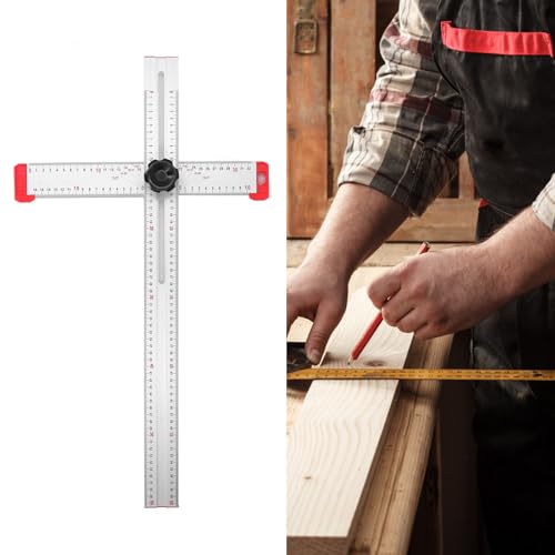 T Square Ruler, 90cm Precision Woodworking Scriber T Square with 0-180° Protractor, Aluminum Alloy Architect Ruler Layout and Measuring Tool Positioning Scribe Tool for Carpenter
