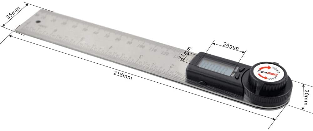 GemRed  Digital Angle Ruler Protractor (Stainless steel (black button))