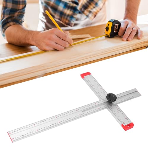 T Square Ruler, 90cm Precision Woodworking Scriber T Square with 0-180° Protractor, Aluminum Alloy Architect Ruler Layout and Measuring Tool Positioning Scribe Tool for Carpenter