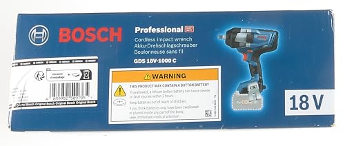 Bosch Professional BITURBO GDS 18V-1000 C cordless impact driver (1000 Nm tightening torque, 1600 Nm breakaway torque, excl. rechargeable batteries and charger, in cardboard box)