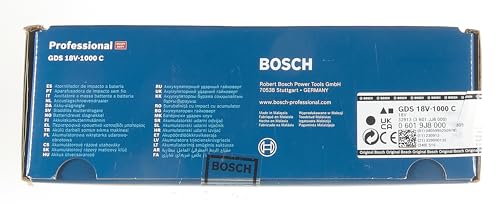 Bosch Professional BITURBO GDS 18V-1000 C cordless impact driver (1000 Nm tightening torque, 1600 Nm breakaway torque, excl. rechargeable batteries and charger, in cardboard box)