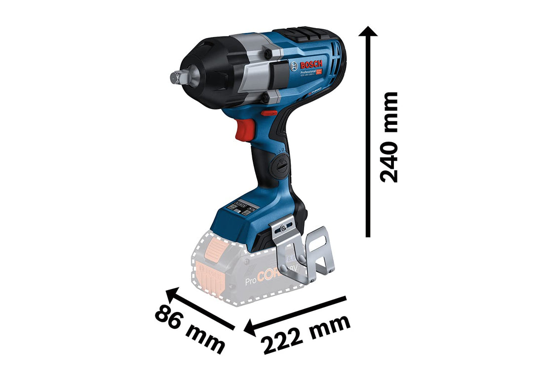 Bosch Professional BITURBO GDS 18V-1000 C cordless impact driver (1000 Nm tightening torque, 1600 Nm breakaway torque, excl. rechargeable batteries and charger, in cardboard box)