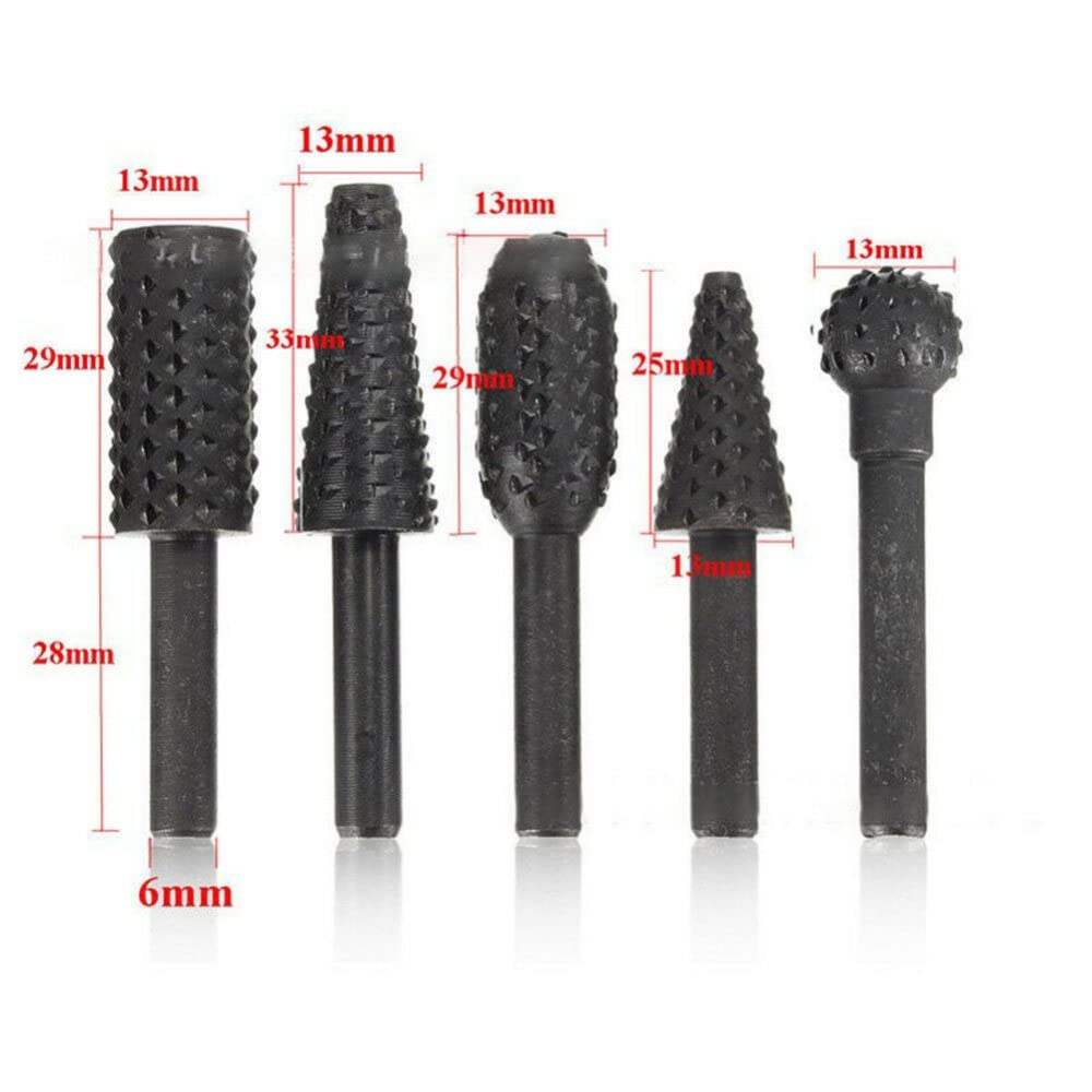 5 Pcs Burr Drill Set, Rasp Chisel Drill Bits