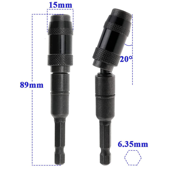 Bestgle 2 Pcs Magnetic Screw Drill Tip, 1/4 Inch Release Flexible Adjustable Pivoting Drill Bit Holder Tips, Quick Change Pivot Screwdriver Bit Holder Tool Accessories for Tight Spaces or Corners