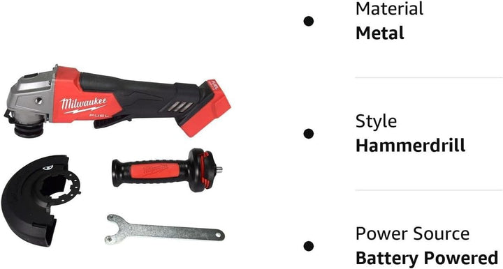 Milwaukee 2880-20 M18 FUEL Brushless Lithium-Ion 4-1/2 in. / 5 in. Cordless Small Angle Grinder with No-Lock Paddle Switch (Tool Only)