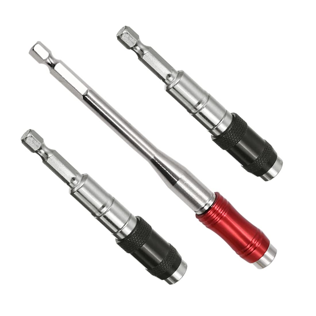 Saipe 3PCS Adjustable Pivot Bit Holder Magnetic Pivoting Bit Tip Holder 1/4" Hex Shank Drill Bit Extension Quick Release Flexible Screw Drill Tip Extension Rod for Tight Spaces/Corners (88mm+145mm)