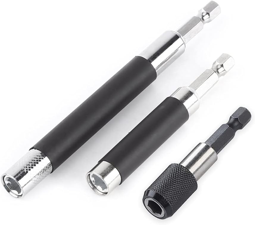 Saipe Magnetic Screw Drive Guide Drill Bit Tip Holder Screwdriver Bit Holder Drill Bit Extension Bar Drill Screw Adapter with 1/4 Inch Hex Shank, Set of 3