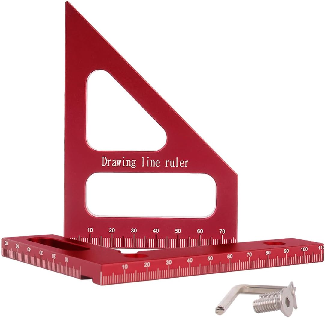 KETIPED 3D Multi-Angle Measuring Ruler,45/90 Degree Aluminum Alloy Woodworking Square Protractor,Drawing Line Ruler, Miter Triangle Ruler High Precision Layout Measuring Tool for Engineer Carpenter,R