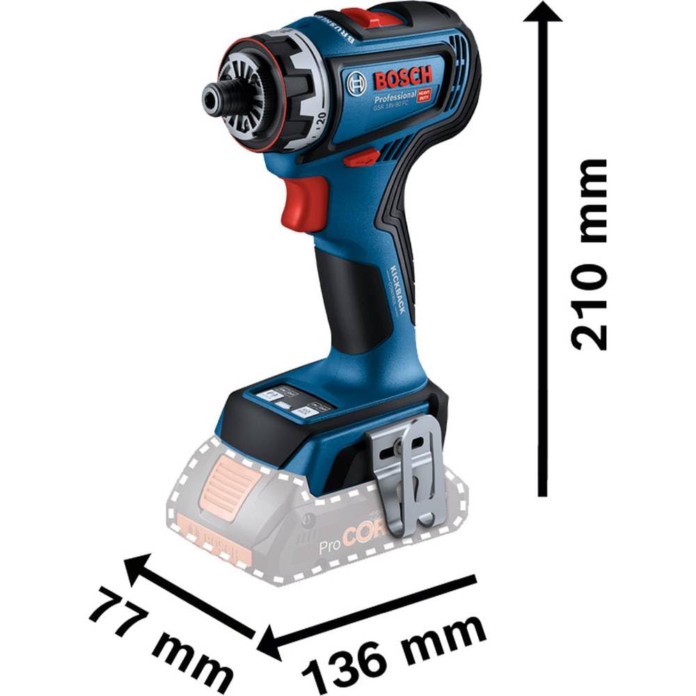 Bosch Professional 18V System Cordless Drill/Driver GSR 18V-90 FC (FlexiClick System, Hard Torque of 64 Nm, brushless Motor, 2-Gear, incl. 1x GFA 18-M, 1x GFA 18-E, 1x GFA 18-W, in L-BOXX)
