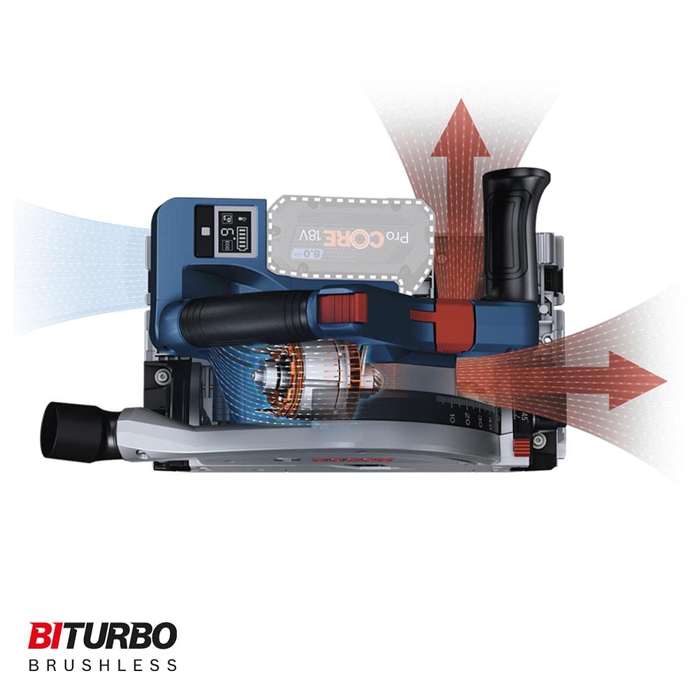 Bosch Professional BITURBO GKT 18V-52 GC Cordless Plunge Circular Saw (Adjustable Speed Levels, incl. connectivity Module, excl. Batteries and Charger, in L-BOXX 238)