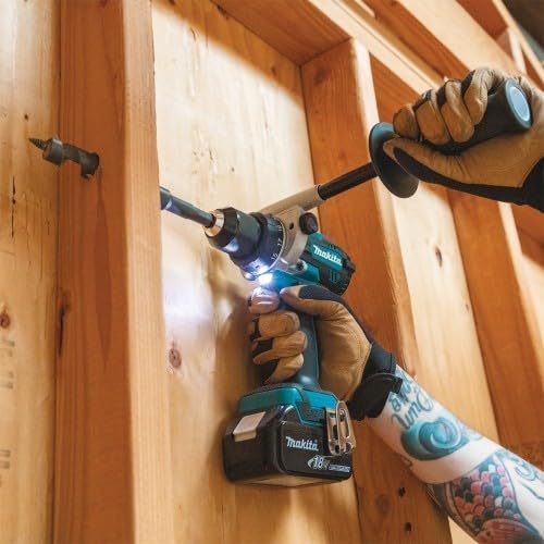 Makita 18V Brushless Hammer Driver Drill Kit with 5.0Ah Battery and Rapid Charger in Heavy Duty Case.