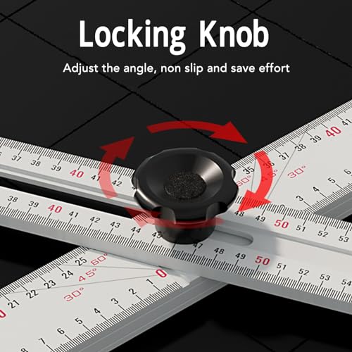 T Square Ruler, 90cm Precision Woodworking Scriber T Square with 0-180° Protractor, Aluminum Alloy Architect Ruler Layout and Measuring Tool Positioning Scribe Tool for Carpenter
