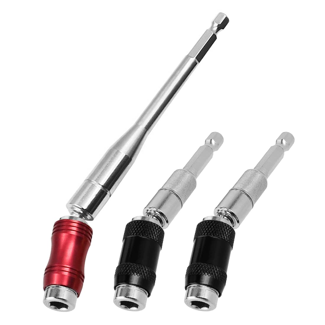 Saipe 3PCS Adjustable Pivot Bit Holder Magnetic Pivoting Bit Tip Holder 1/4" Hex Shank Drill Bit Extension Quick Release Flexible Screw Drill Tip Extension Rod for Tight Spaces/Corners (88mm+145mm)