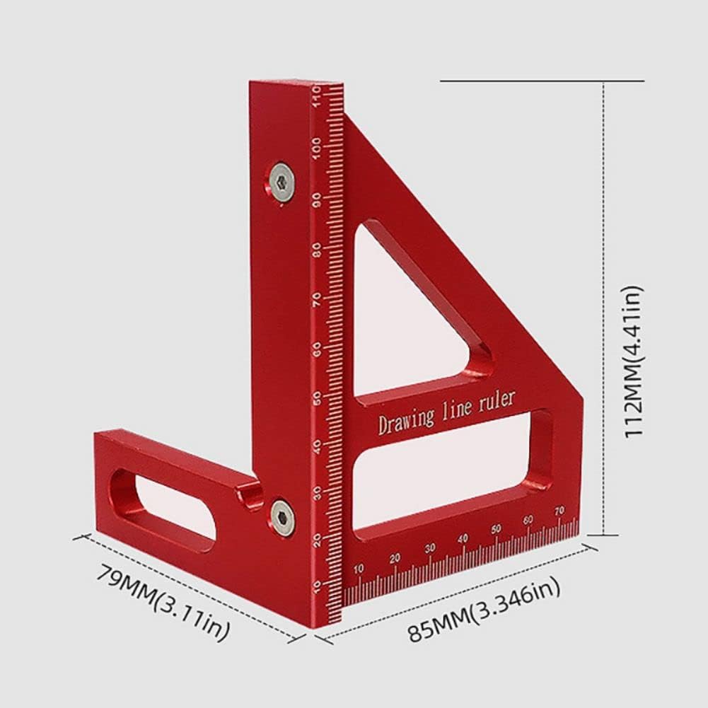 KETIPED 3D Multi-Angle Measuring Ruler,45/90 Degree Aluminum Alloy Woodworking Square Protractor,Drawing Line Ruler, Miter Triangle Ruler High Precision Layout Measuring Tool for Engineer Carpenter,R