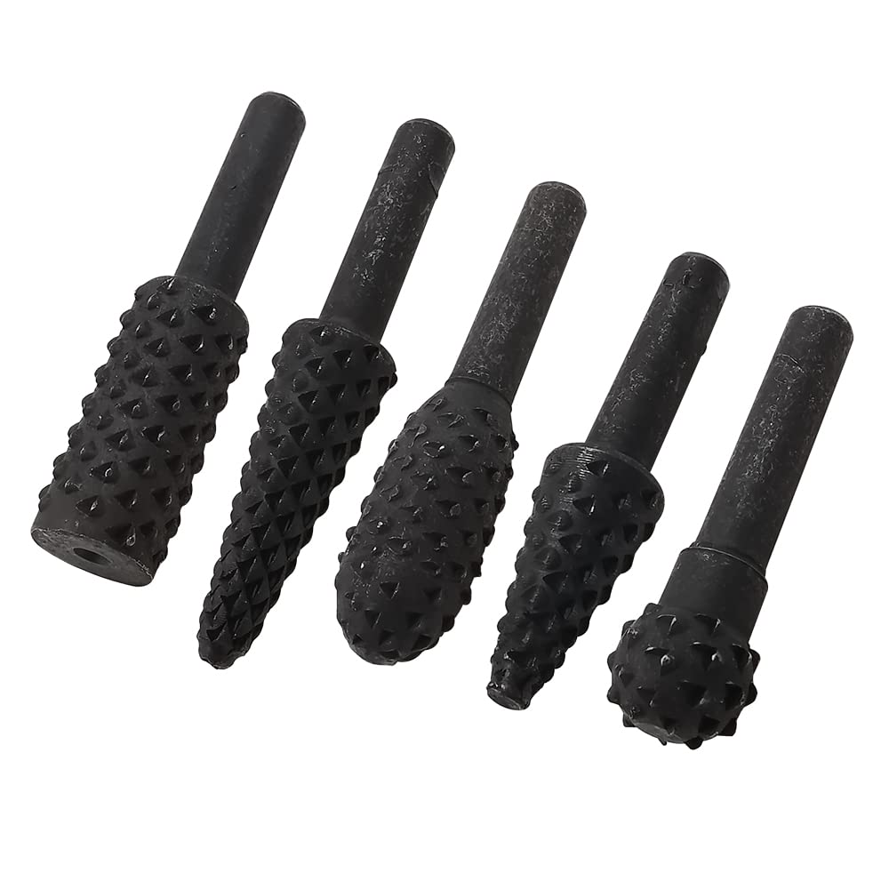 5 Pcs Burr Drill Set, Rasp Chisel Drill Bits