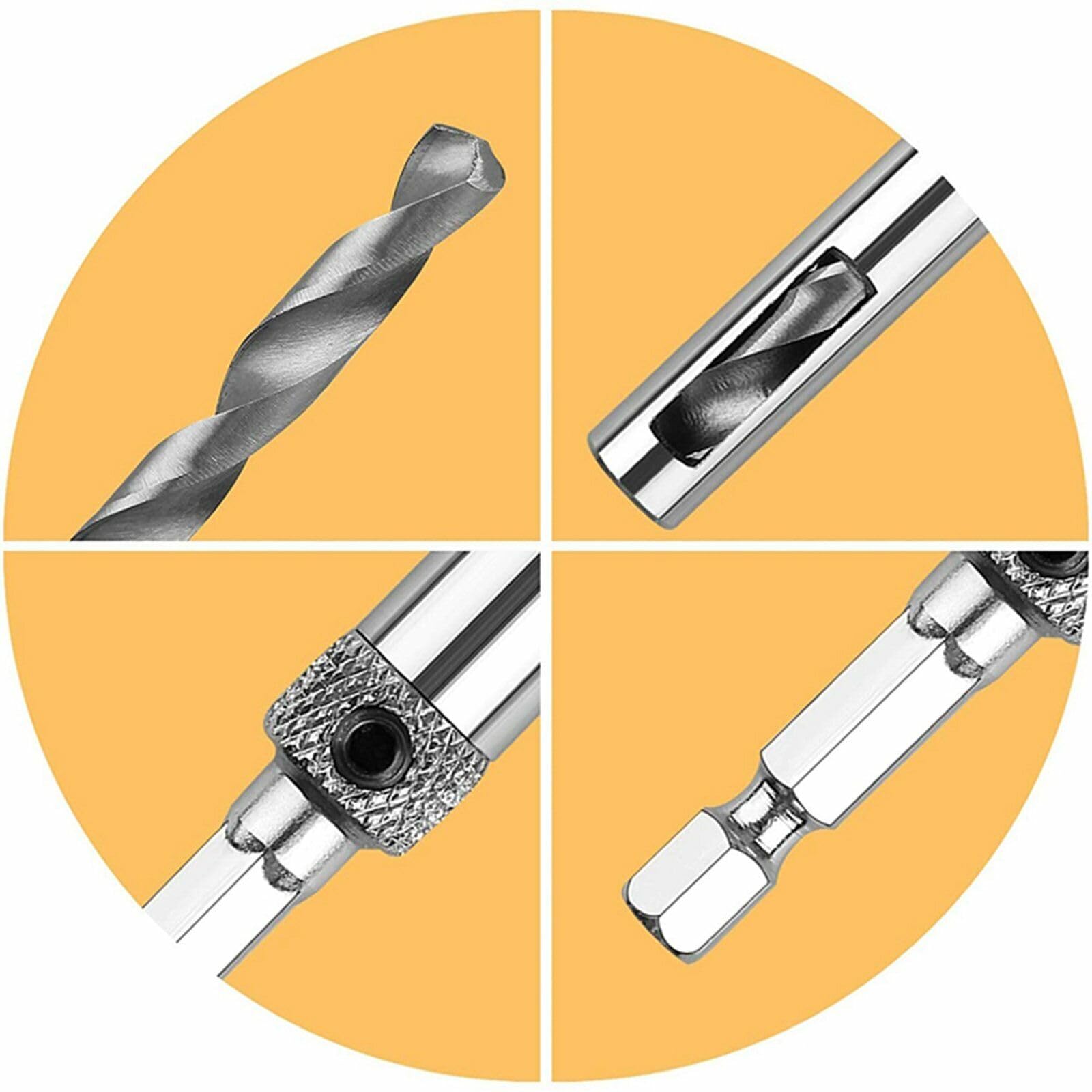 AIMALL 7-Piece Self-Centering Hinge Drill Bit Set – 1/4" Hex Shank for Woodworking, Cabinet Hinges, Door Handles, and Pilot Holes – High-Precision Positioning Tools