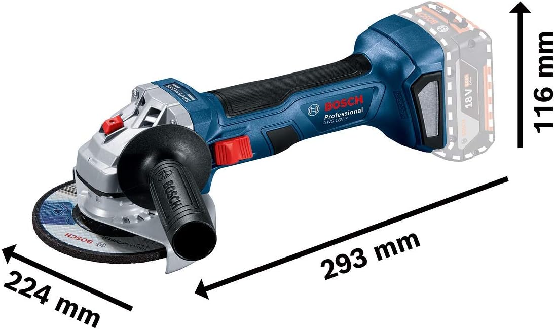Bosch Professional 06019H9001 System GWS 18V-7 Cordless Angle Grinder