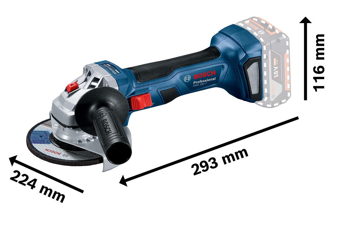 Bosch Professional 06019H9001 System GWS 18V-7 Cordless Angle Grinder