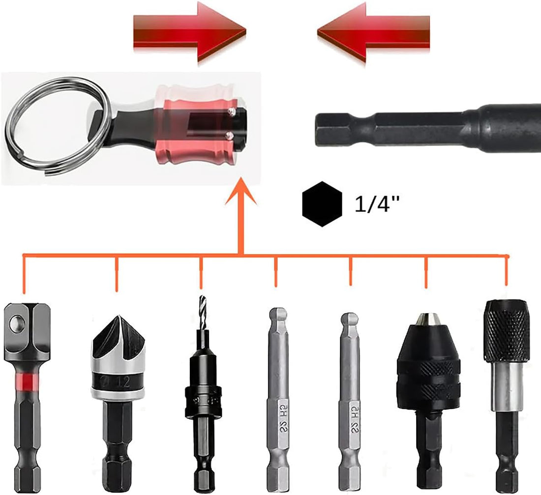 12 pcs crewdriver Bits Holders,1/4 Inch Hex Shank Handy Keychain Extension Bar Quick Release Drill Screw Socket Bit Holder for Impact Driver Drill Bit