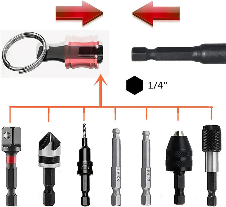 12 pcs crewdriver Bits Holders,1/4 Inch Hex Shank Handy Keychain Extension Bar Quick Release Drill Screw Socket Bit Holder for Impact Driver Drill Bit
