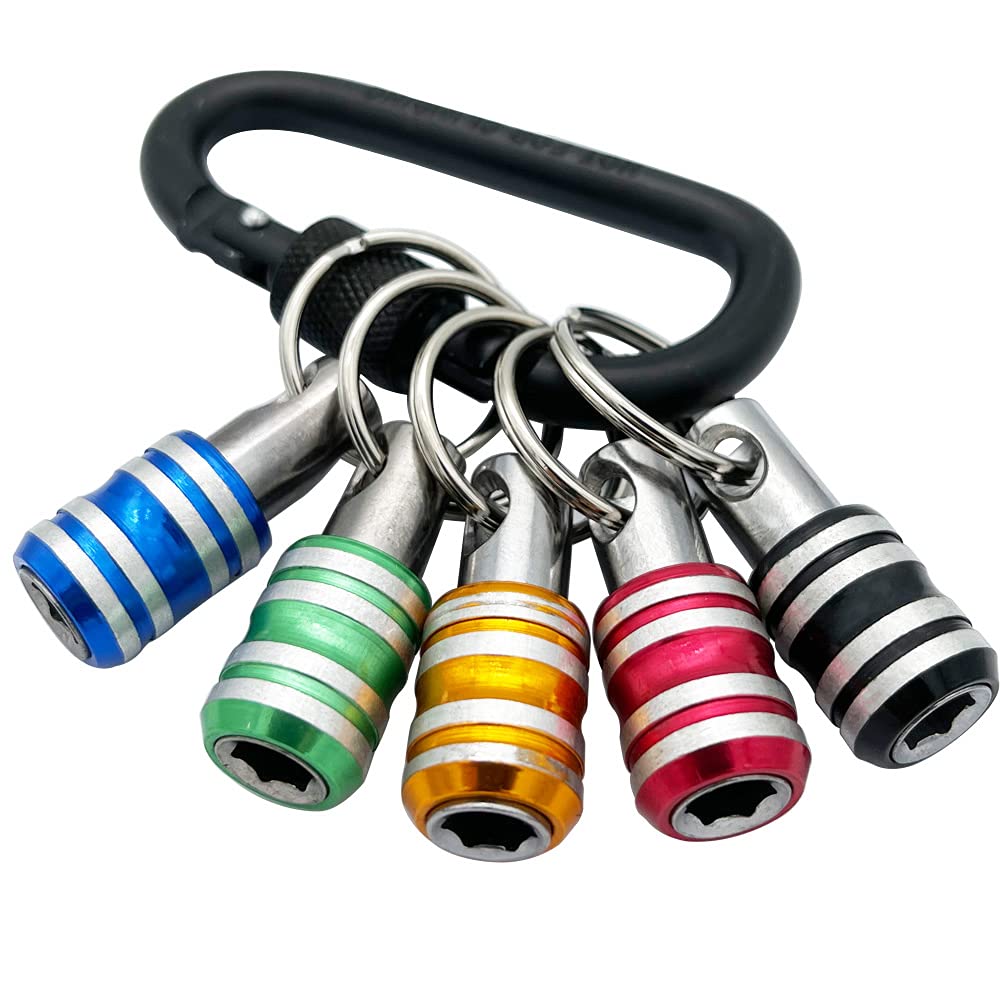 Saipe 5pcs 1/4inch Hex Shank Keychain Screwdriver Bits Holder Set Extension Bar Quick Change Drill Screw Adapter Screw Bit Holder for drill