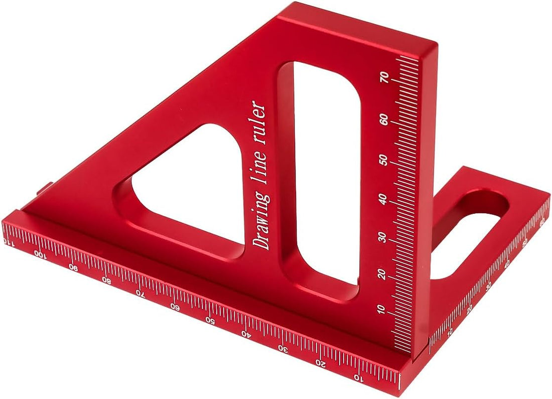 KETIPED 3D Multi-Angle Measuring Ruler,45/90 Degree Aluminum Alloy Woodworking Square Protractor,Drawing Line Ruler, Miter Triangle Ruler High Precision Layout Measuring Tool for Engineer Carpenter,R
