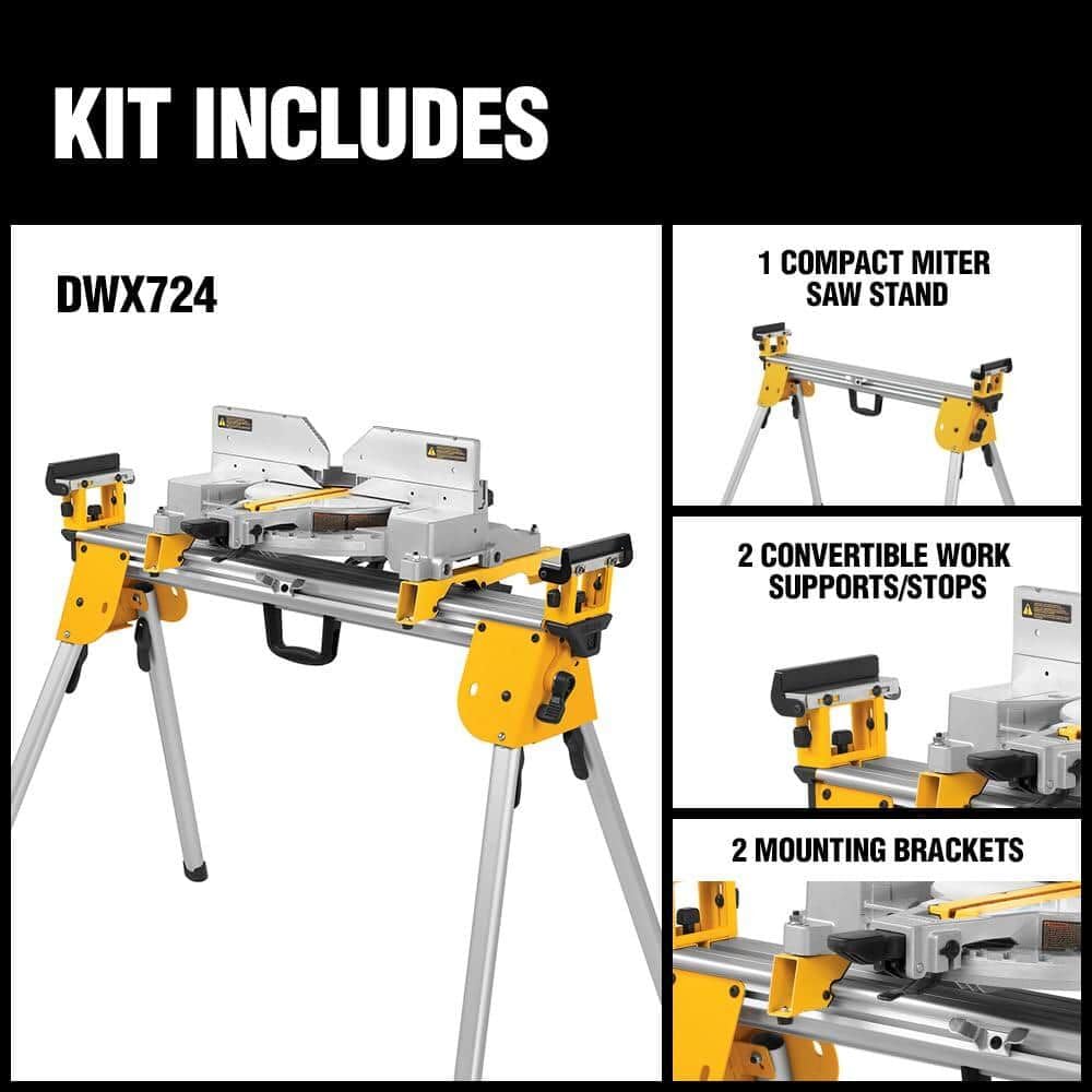DEWALT Miter Saw Stand, Compact, 40" Beam Extends, Holds up to 500 lbs (DWX724)