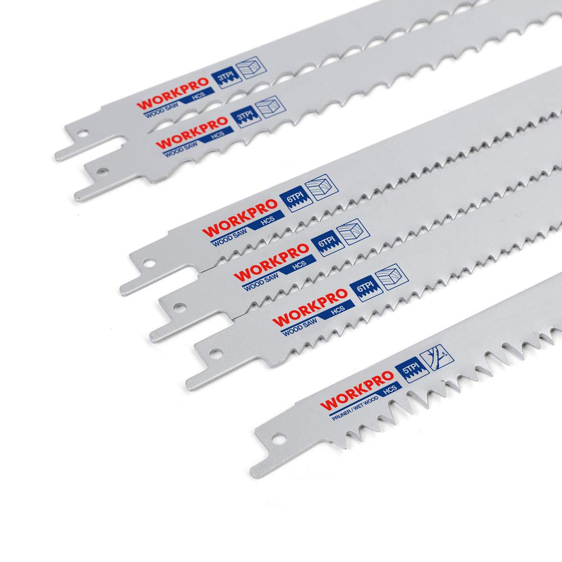 WORKPRO 32-Piece Reciprocating Sabre Saw Blades Set for Wood & Metal, with Organizer Pouch, Fits Bosch, Dewalt, Makita, etc.