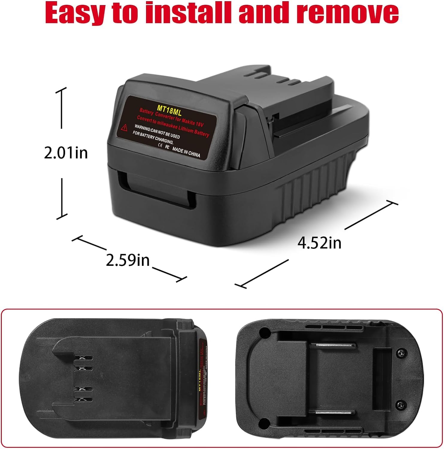 MT18ML Battery Adapter Compatible for Makita 18V Lithium-ion Battery Convert to Milwaukee M18 18V Lithium-ion Battery Compatible for Milwaukee 18V Cordless Power Tools
