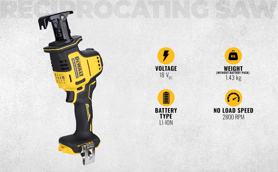 DEWALT 18v XR Brushless Compact Reciprocating Saw - Bare Unit DEWDCS369N