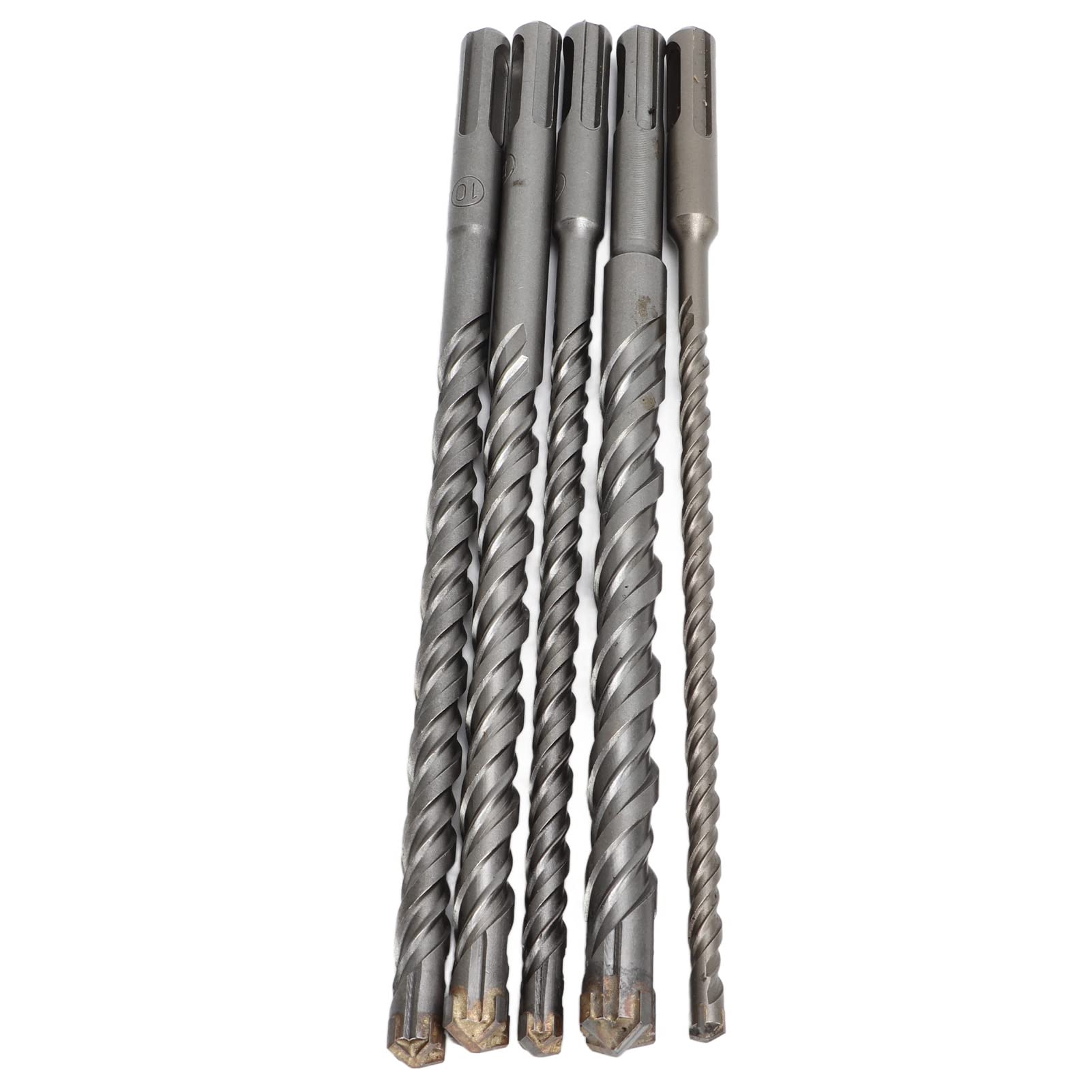 5 Pcs Masonry Drill Bit Set, 6mm 8mm 10mm 12mm 14mm Punch Diameter 210mm Length Cross Drill Bits for Electric Hammers