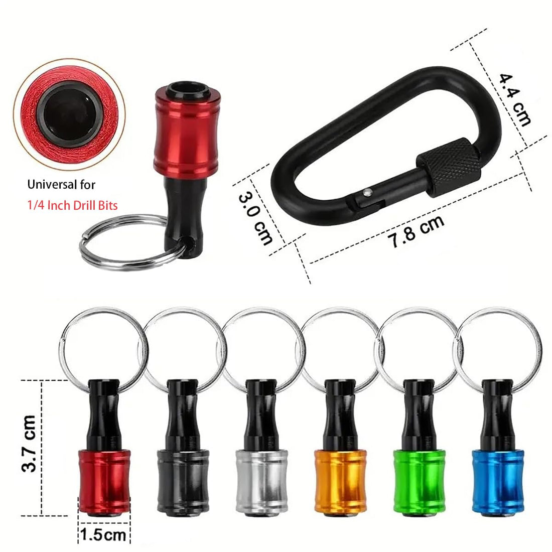 12 pcs crewdriver Bits Holders,1/4 Inch Hex Shank Handy Keychain Extension Bar Quick Release Drill Screw Socket Bit Holder for Impact Driver Drill Bit