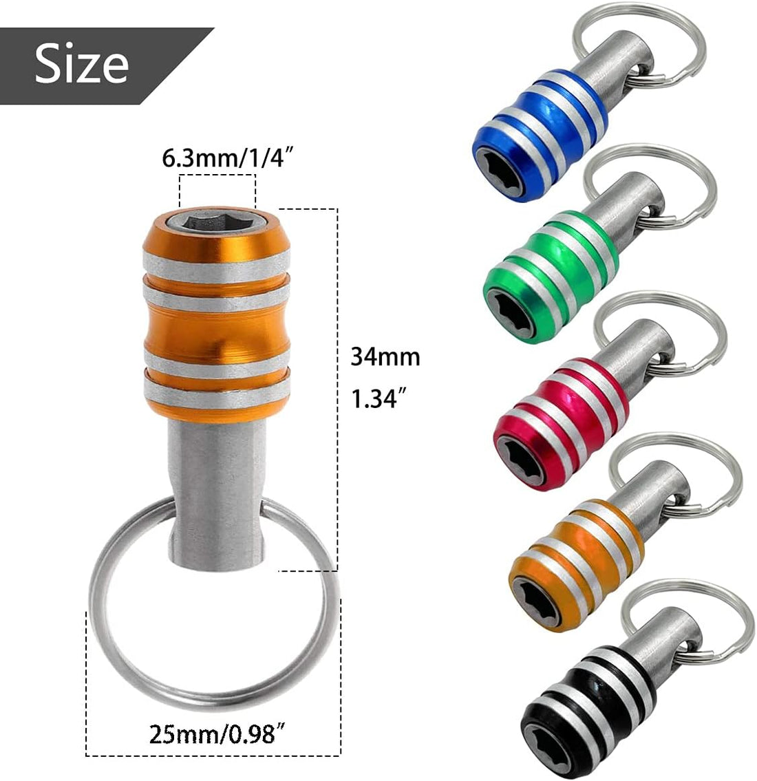 Saipe 5pcs 1/4inch Hex Shank Keychain Screwdriver Bits Holder Set Extension Bar Quick Change Drill Screw Adapter Screw Bit Holder for drill