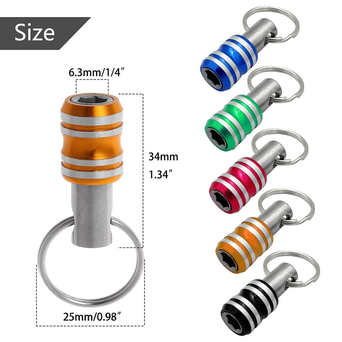 Saipe 5pcs 1/4inch Hex Shank Keychain Screwdriver Bits Holder Set Extension Bar Quick Change Drill Screw Adapter Screw Bit Holder for drill