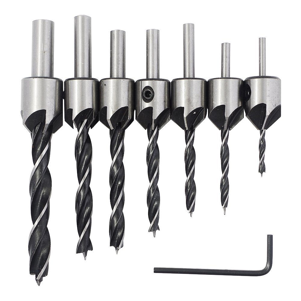 Countersink Drill Bits, Set of 7pcs HSS Countersink Drill Bits Hole Drill Bit Screw Woodworking