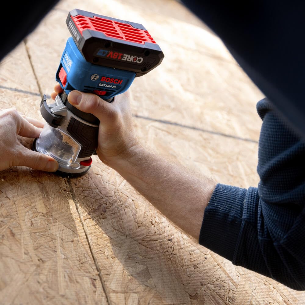 BOSCH GKF18V-25N 18V Brushless Colt™ Palm Router | Cordless Power and Precision for Woodworking Projects - Includes Dust Extraction System and Variable Speed Control (Bare Tool)