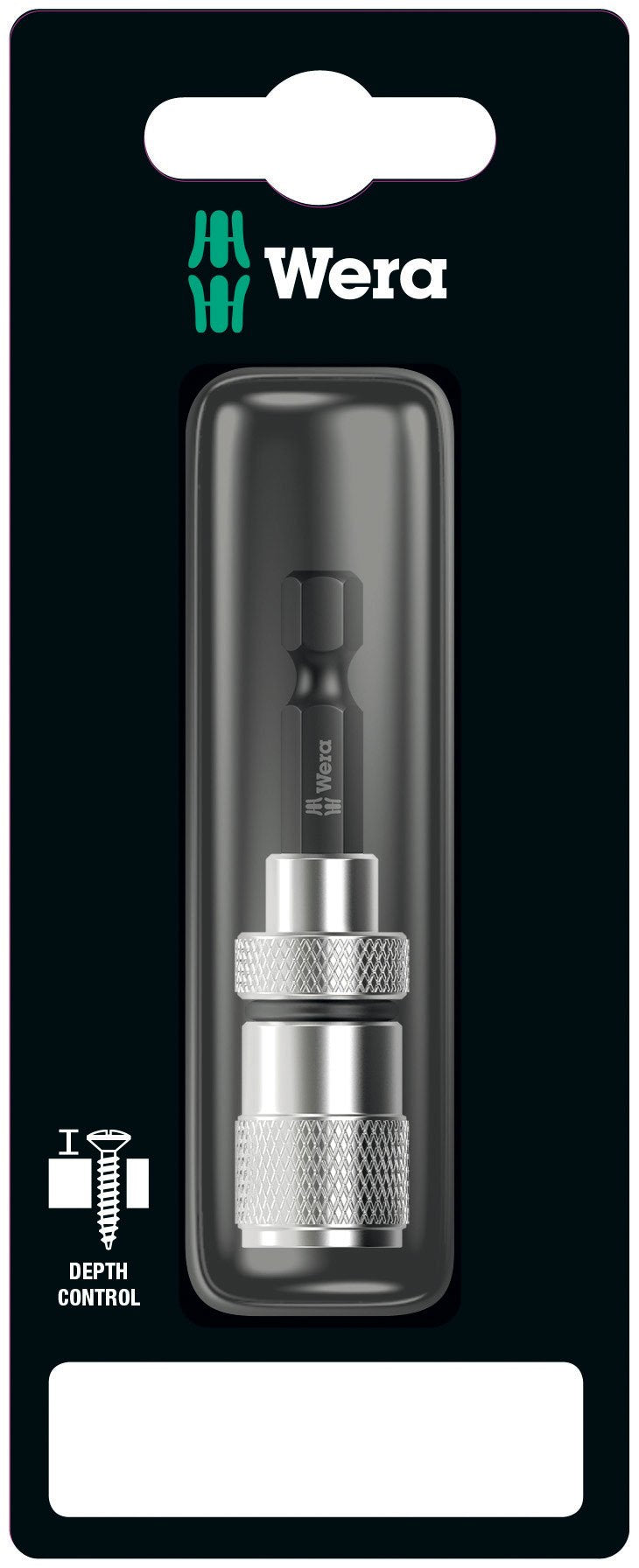 Wera 896/4/1 Bit Holder with Adjustable Depth Stop, 1/4-inch x 50 mm Size