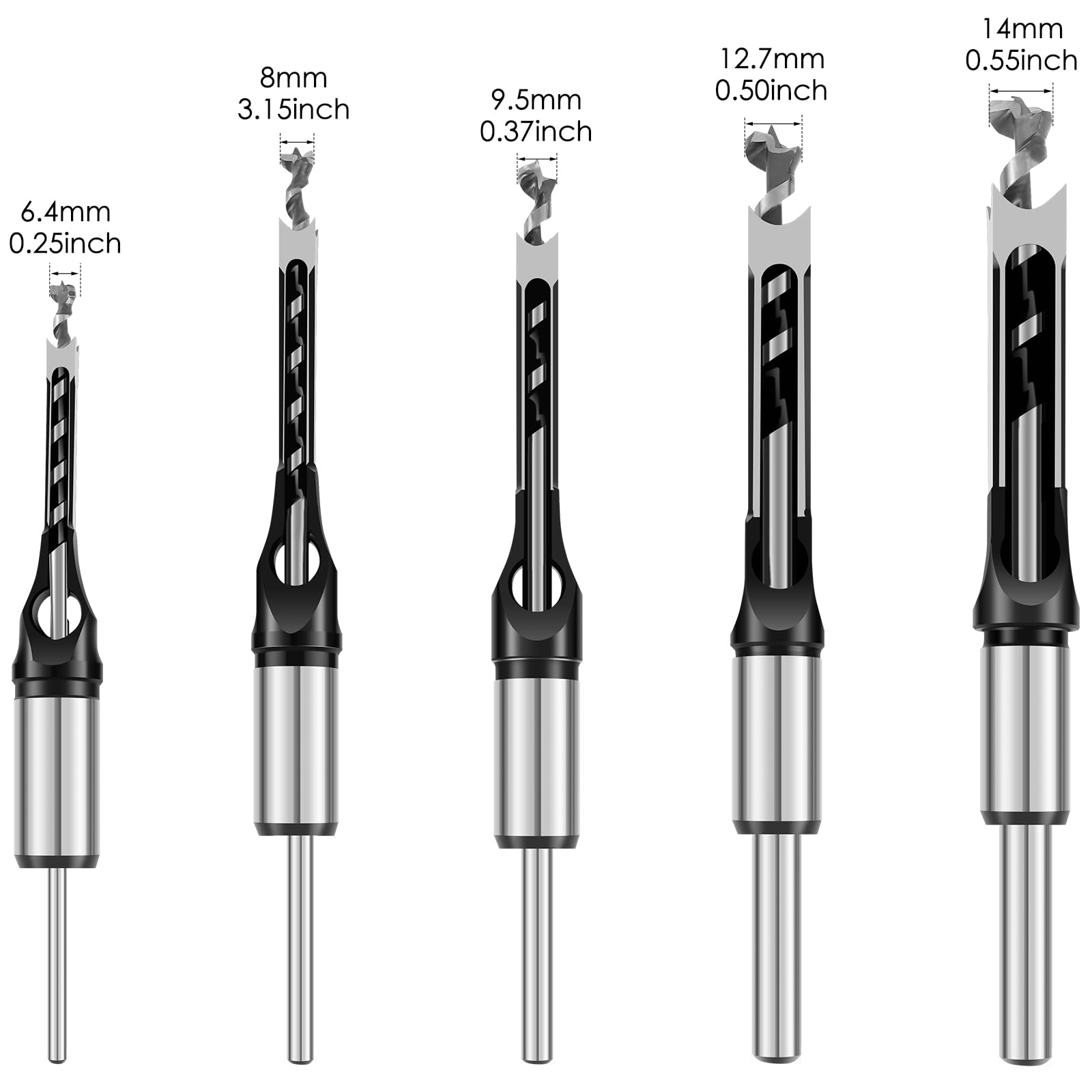 HSHGZSR 5 Pcs Square Hole Drill Bit Tool High Hardness Square Hole Drill Bits Set