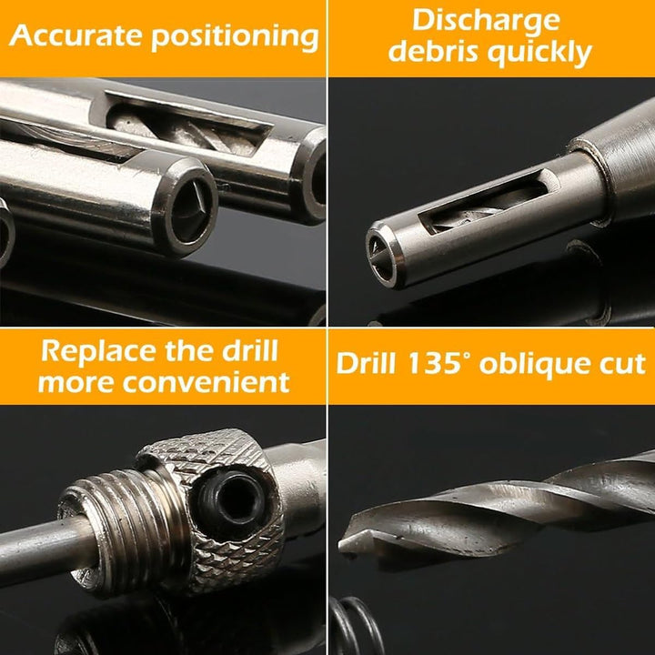 AIMALL 7-Piece Self-Centering Hinge Drill Bit Set – 1/4" Hex Shank for Woodworking, Cabinet Hinges, Door Handles, and Pilot Holes – High-Precision Positioning Tools