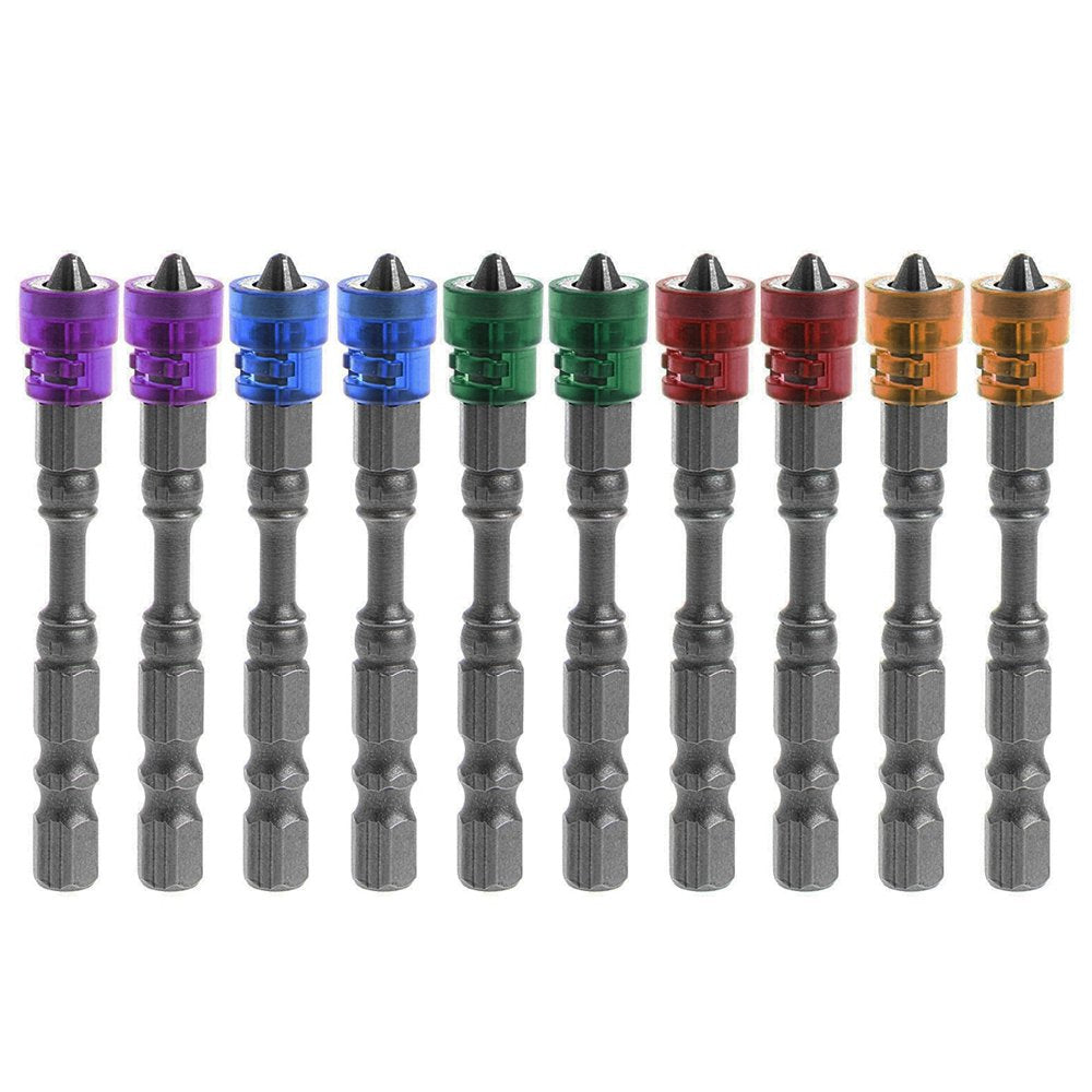 Screwdriver Bits, Magnetic Collar Design 10pcs 1/4 Inch Hex Shank
