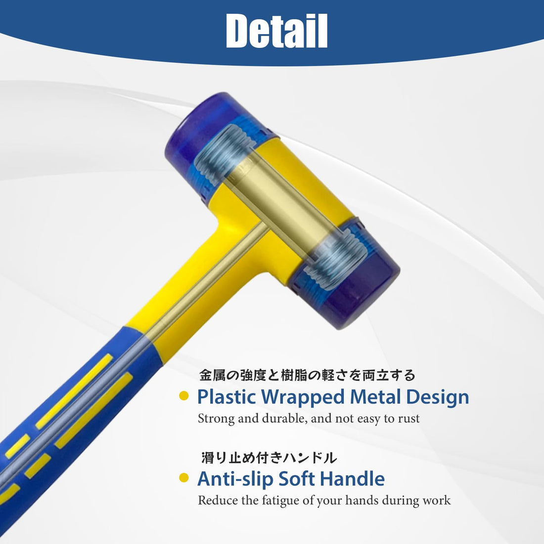 Rubber Mallet Hammer,KAIHAOWIN 30mm Rubber Mallet Rubber Hammer Small Rubber Mallet Double-Faced Soft Hammer with Ergonomic Shaped Anti-Shock/Slip Handle for Jewelry Leather Crafts Woodworking Camping