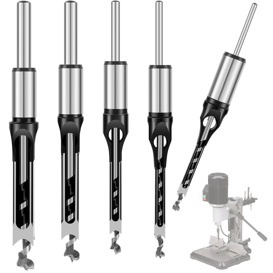 HSHGZSR 5 Pcs Square Hole Drill Bit Tool High Hardness Square Hole Drill Bits Set