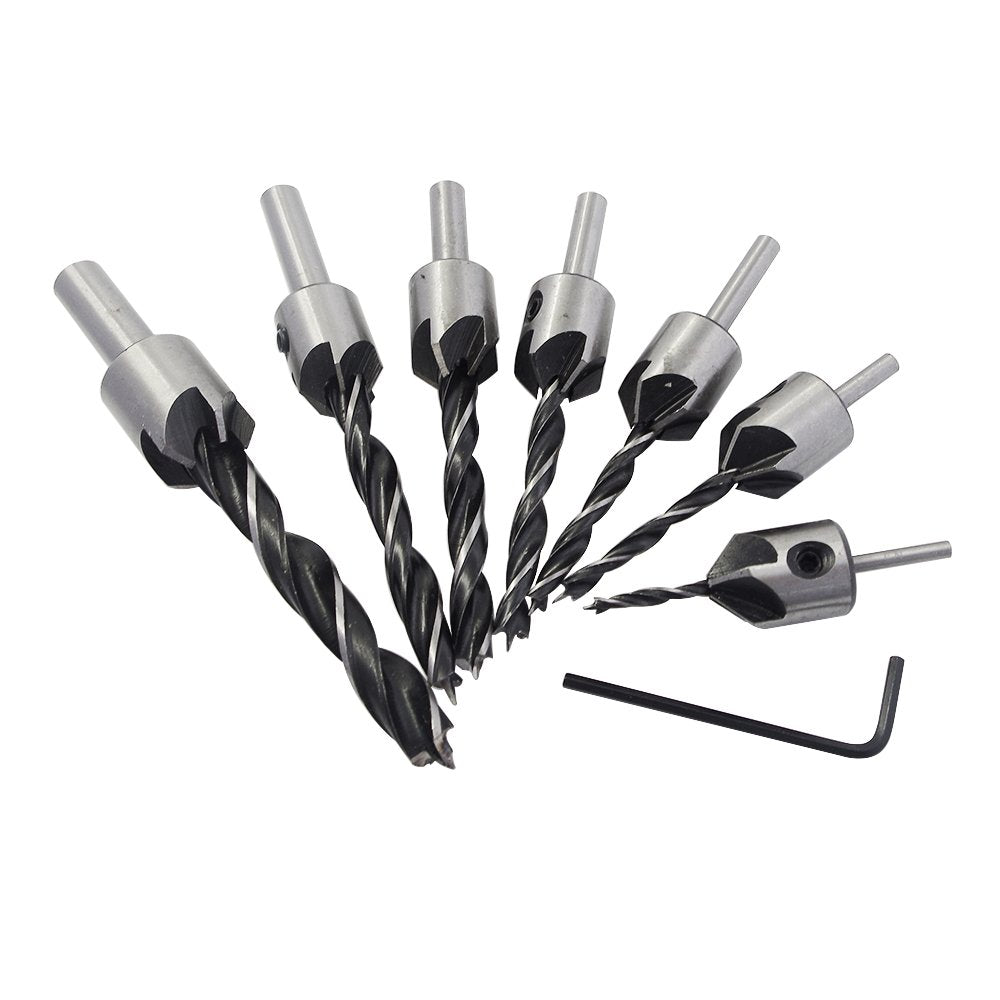 Countersink Drill Bits, Set of 7pcs HSS Countersink Drill Bits Hole Drill Bit Screw Woodworking