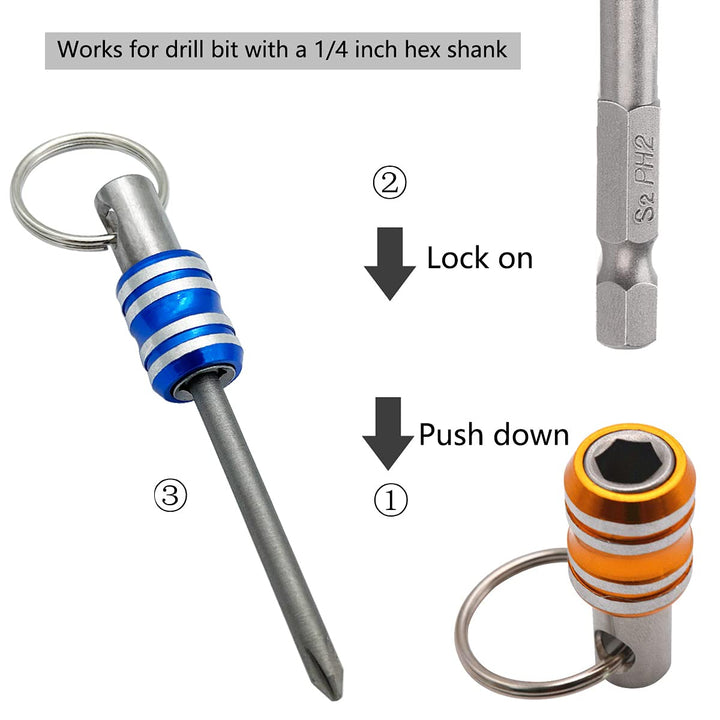 Saipe 5pcs 1/4inch Hex Shank Keychain Screwdriver Bits Holder Set Extension Bar Quick Change Drill Screw Adapter Screw Bit Holder for drill