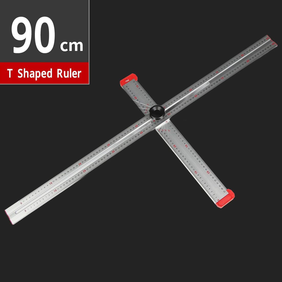 T Square Ruler, 90cm Precision Woodworking Scriber T Square with 0-180° Protractor, Aluminum Alloy Architect Ruler Layout and Measuring Tool Positioning Scribe Tool for Carpenter