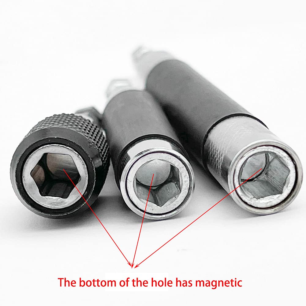 Saipe Magnetic Screw Drive Guide Drill Bit Tip Holder Screwdriver Bit Holder Drill Bit Extension Bar Drill Screw Adapter with 1/4 Inch Hex Shank, Set of 3