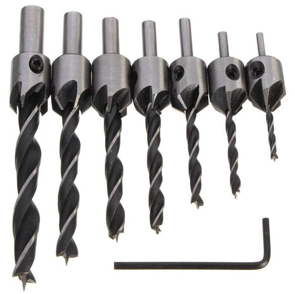 Countersink Drill Bits, Set of 7pcs HSS Countersink Drill Bits Hole Drill Bit Screw Woodworking