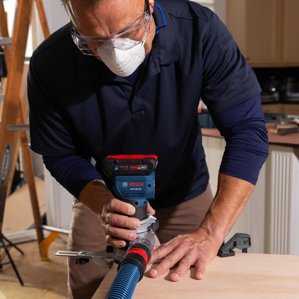 BOSCH GKF18V-25N 18V Brushless Colt™ Palm Router | Cordless Power and Precision for Woodworking Projects - Includes Dust Extraction System and Variable Speed Control (Bare Tool)