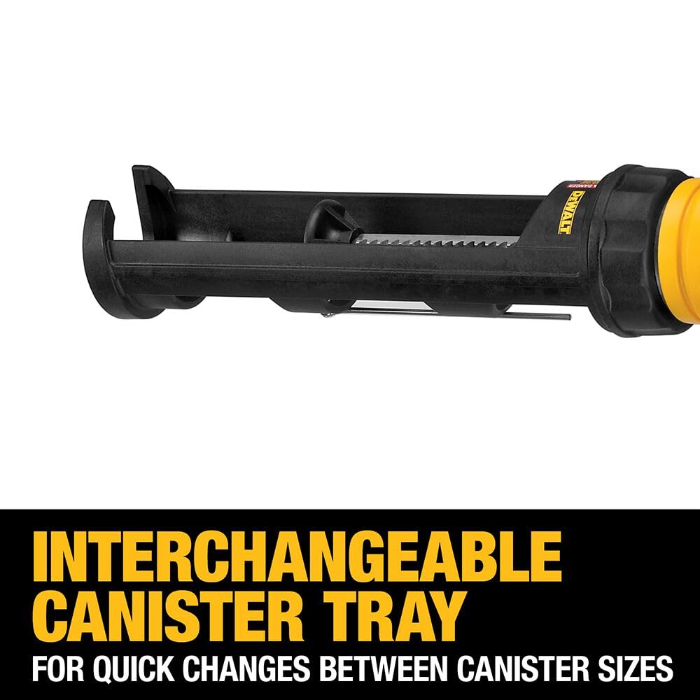 DEWALT 20V MAX Caulking Gun, Cordless, 10oz, Variable Speed Trigger, Interchangeable Canister Trays, Bare Tool Only (DCE560B)